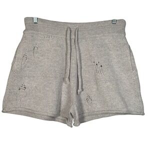 Helmut Lang Distressed Knit Shorts Grey Melange Womens Size Medium